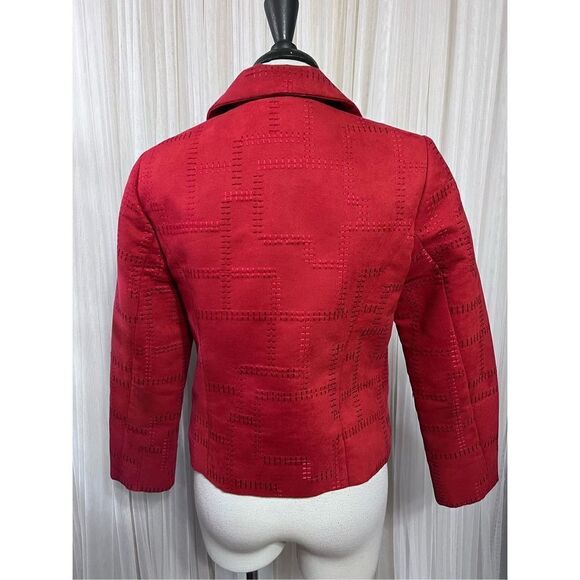 Lorizoni Red Long Sleeve Faux Suede Blazer Suit Jacket Size Small - Picture 2 of 3